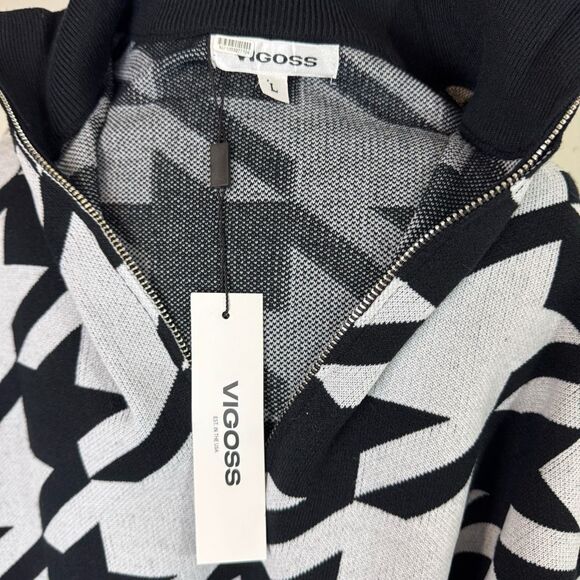 ANTHROPOLOGIE | houndstooth quarter zip sweat | Vigoss | new nwt | large - Picture 10 of 13